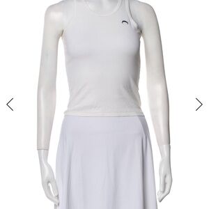 Marine Serre White Ribbed Muscle Tank with Crescent Logo